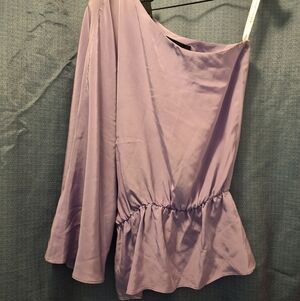 Karina Grimaldi Asymmetrical Lavender One Sleeve Silk Top S